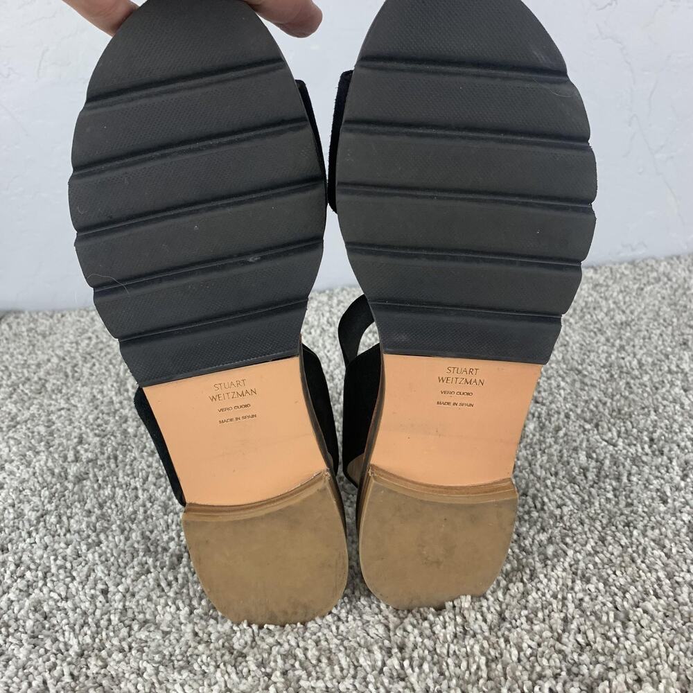 Stuart Weitzman Sandals Womens Size 8.5 Black Suede Topical Strappy Slingback - Picture 8 of 8